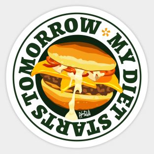 My diet starts tomorrow with Cheeseburger Sticker